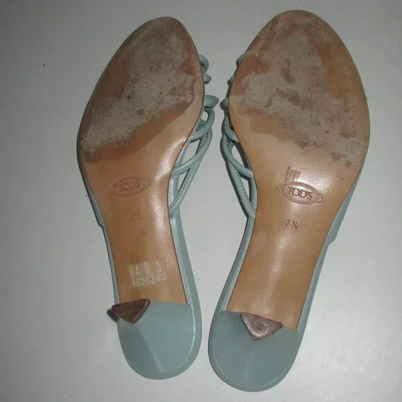 TOD's Womens Mint Green Italian Leather Sandal w/1.5" Heel - Size 7.5M - Picture 9 of 9